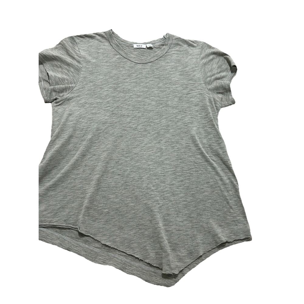 WILT Asymmetrical Hem Top Womens Sz Short‎ Sleeve Pullover Beige
